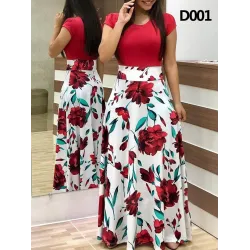 Elegante lange jurk - zomerbloemen print - grote maatJurken