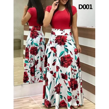 Elegant long dress - summer flowers print - plus size