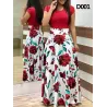 Elegant long dress - summer flowers print - plus size