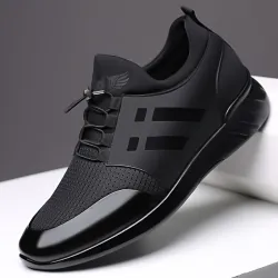 Modieuze herensneakers - ademend - echt leerSchoenen