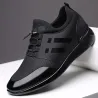 Modieuze herensneakers - ademend - echt leerSchoenen
