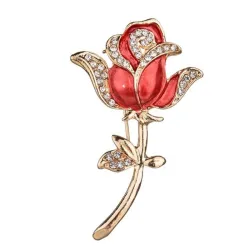 Elegante broche met kristallen roosBroches