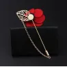 Modieuze broche met roos / ketting - lange naald - unisexBroches