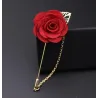 Fashionable brooch with rose / chain - long needle - unisex