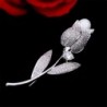 Luxurious white crystal brooch with rose / pearl