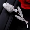 Luxurious white crystal brooch with rose / pearl