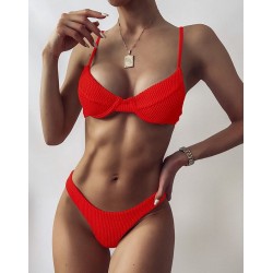 Sexy geribbelde bikiniset - Braziliaanse stijl - met push upBadkleding