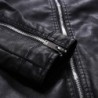Fashionable men's leather jacket - stand-up collar - with a zipper
