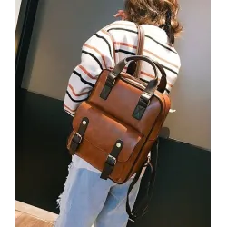 Vintage leren rugzak - met anti diefstal ritsen / gespen - waterdichtRugzakken