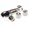 Italiaanse vlag - metalen autoventieldopjes - met moersleutel - sleutelhangerWiel onderdelen