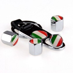 Drapeau italien - bouchons de valve de voiture en métal - avec clé - porte-clés