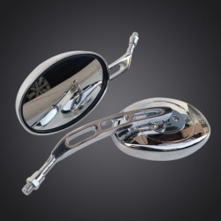 Motorcycle oval mirrors - chrome - universal - 10mm thread