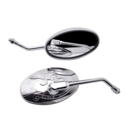 Universal motorcycle oval mirrors - chrome - 10mm thread - eagle sign