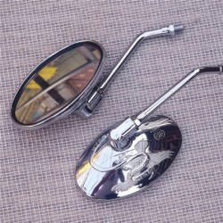 Universal motorcycle oval mirrors - chrome - 10mm thread - eagle sign