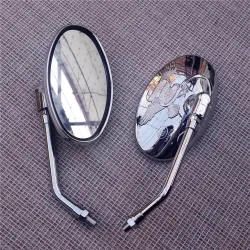 Universal motorcycle oval mirrors - chrome - 10mm thread - eagle signMirrors