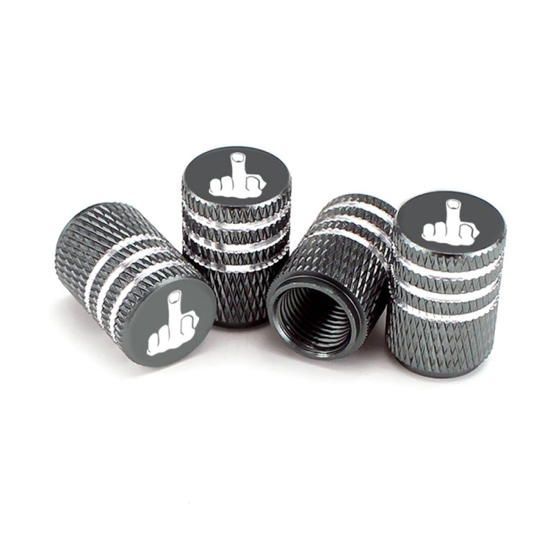 Car tire valves - aluminum caps - middle finger - 4 pieces