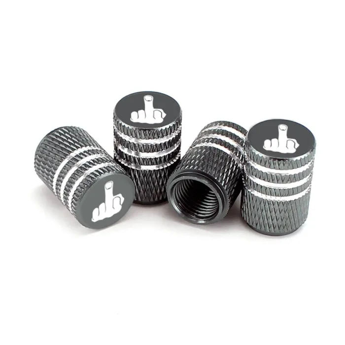 Car tire valves - aluminum caps - middle finger - 4 piecesWheel parts