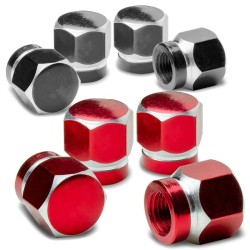 Universal car wheel valves - aluminum caps - hexagonal - 4 pieces