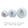 Cookie cutter mold - decorative icing plunger - leaf shape - 3 pieces