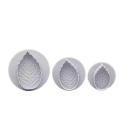 Cookie cutter mold - decorative icing plunger - leaf shape - 3 piecesBakeware