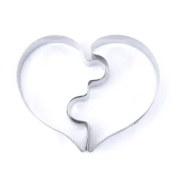 Cookie cutter mold - heart shaped puzzle - stainless steel - 2 piecesBakeware