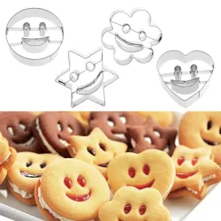 Koekjesvorm - smiley - konijntje / auto / bootje - roestvrij staal - 4 stuksBakvormen