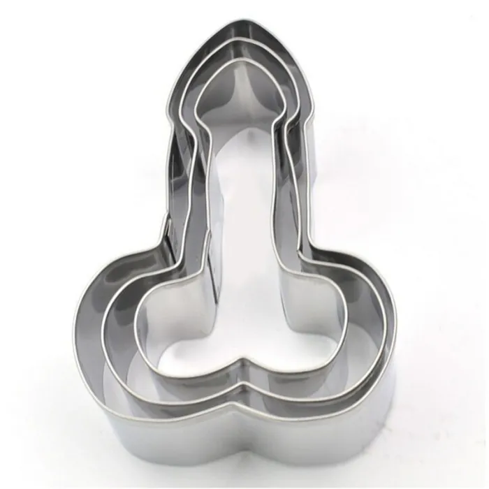 Moule à emporte-pièce en forme de pénis - acier inoxydable - 3 pièces
