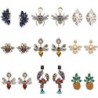 Fashionable stud earrings - crystals / bees