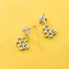 Fashionable earrings - bee / honeycomb - 925 sterling silverEarrings
