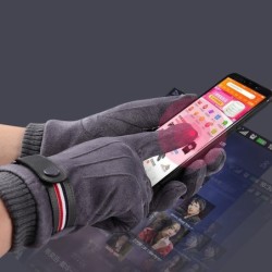 Winter suede gloves - touch screen function - windproof - anti-slip - unisex