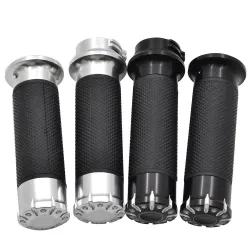 Chrome motorcycle handlebar grips - 25mm - for Harley Sportster / Touring / Dyna