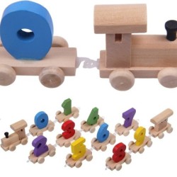 Mini houten trein met cijfers - bouwstenen - educatief speelgoedHouten