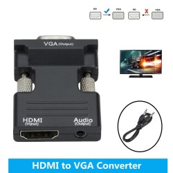HDMI-compatible to VGA adapter - audio cable - 3.5mm - 1080PCables