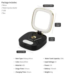 Mini makeup mirror - wIth LED light / sprayer - nano mist