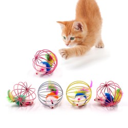 Cat toy - stick with feather / wand / bell / mouse / ball