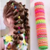 Elastic hair bands - colorful nylon - 50 pieces