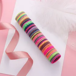 Elastic hair bands - colorful nylon - 50 pieces
