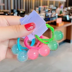 Hair elastics - with starry ball - 2 pieces