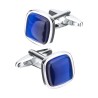 Elegant cufflinks - with square blue opal stone