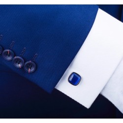 Elegant cufflinks - with square blue opal stone