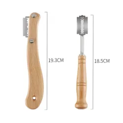 Bread / dough cutter - razor - curved knife - with blades / protective cover