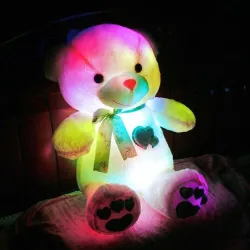 Plush bear - with embroidered hearts / colorful LED lights - toyCuddly toys