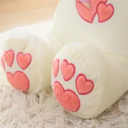 Plush bear - with embroidered hearts / colorful LED lights - toy