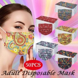 Beschermende gezichts-/mondmaskers - wegwerp - 3-laags - voor volwassenen - bloemenprint - mondkapje - 50 stuksMondmaskers