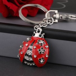 Metal keychain - with ladybug / rhinestonesKeyrings