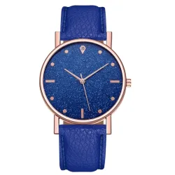 Luxe dames quartz horloge - leren band - met strassHorloges