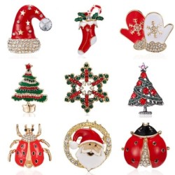 Modieuze kerstbroches - met kristallen - kerstman - sneeuwvlok - kerstboom - muts - handschoenenBroches