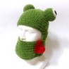 Warm knitted hat - bucket type - balaclava - with frog eyes