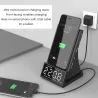 Draadloze snellader - telefoonhouder - Bluetooth speaker - FM radio - wekker - LED - USBHouders