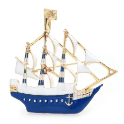 Enamel sailboat - elegant brooch